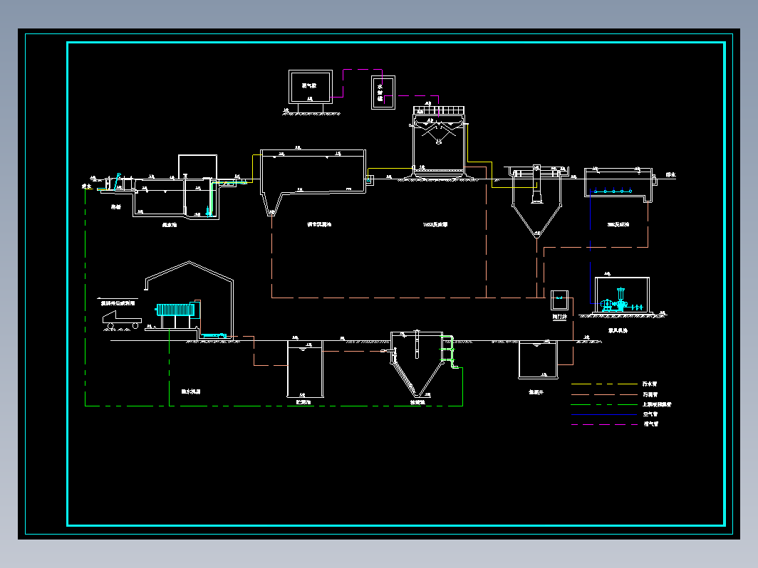 UASB+SBR工艺酿酒废水处理流程图和布局图高程图