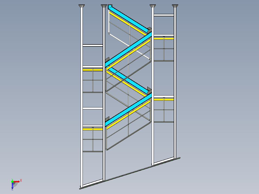 工业用钢结构梯子支架模型