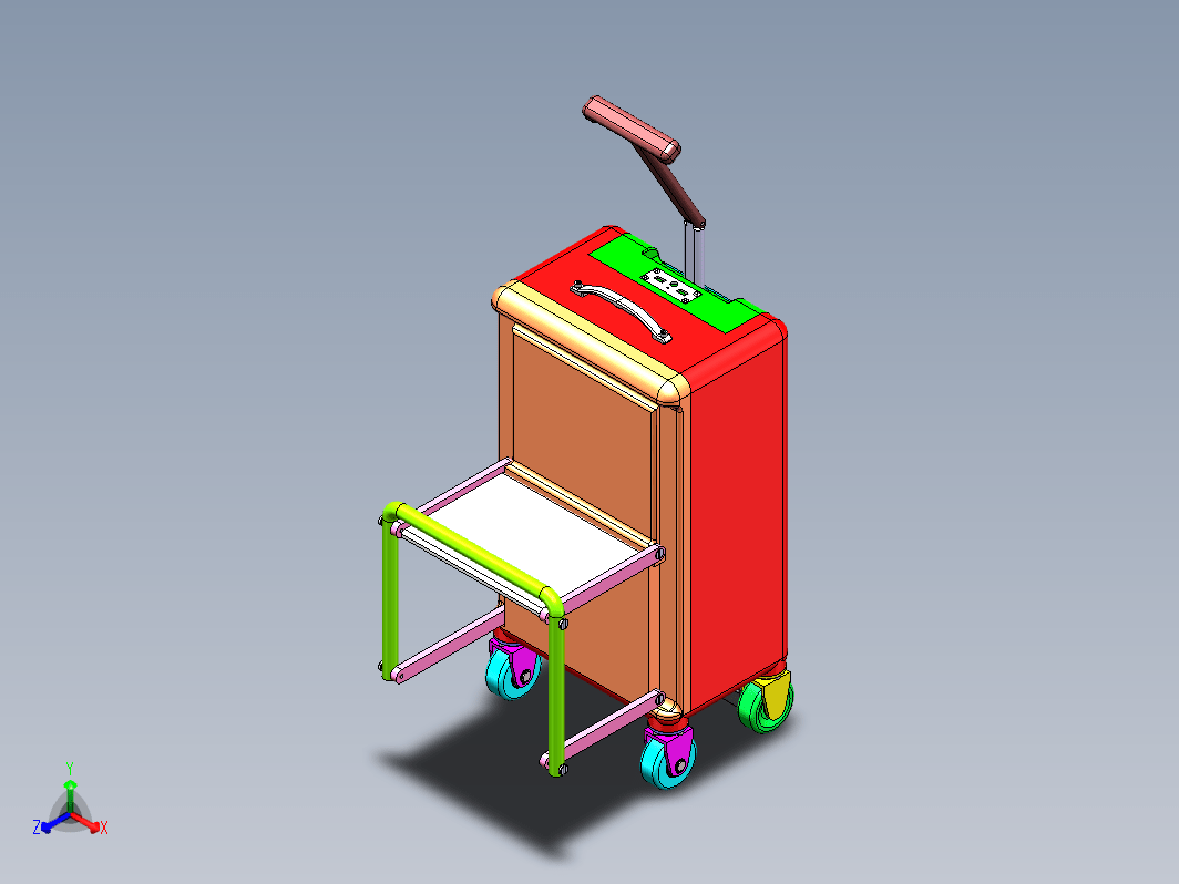 多功能行李箱三维SW2015带参+CAD+说明书