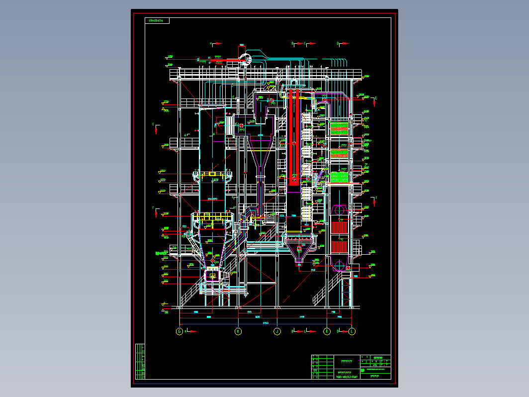 65th CFB锅炉 生物质发电厂锅炉总图CAD版