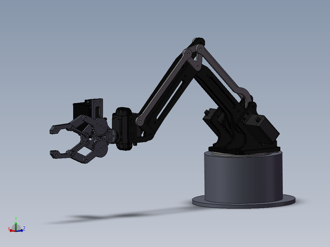 具有垂直物体拾取夹持器的 3DOF 机械臂