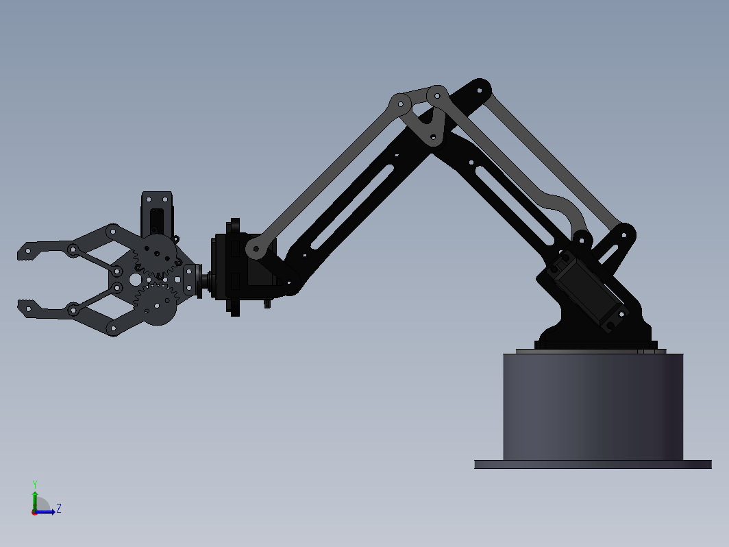 具有垂直物体拾取夹持器的 3DOF 机械臂