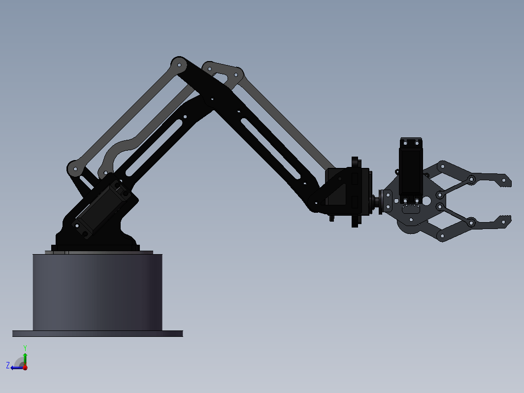 具有垂直物体拾取夹持器的 3DOF 机械臂