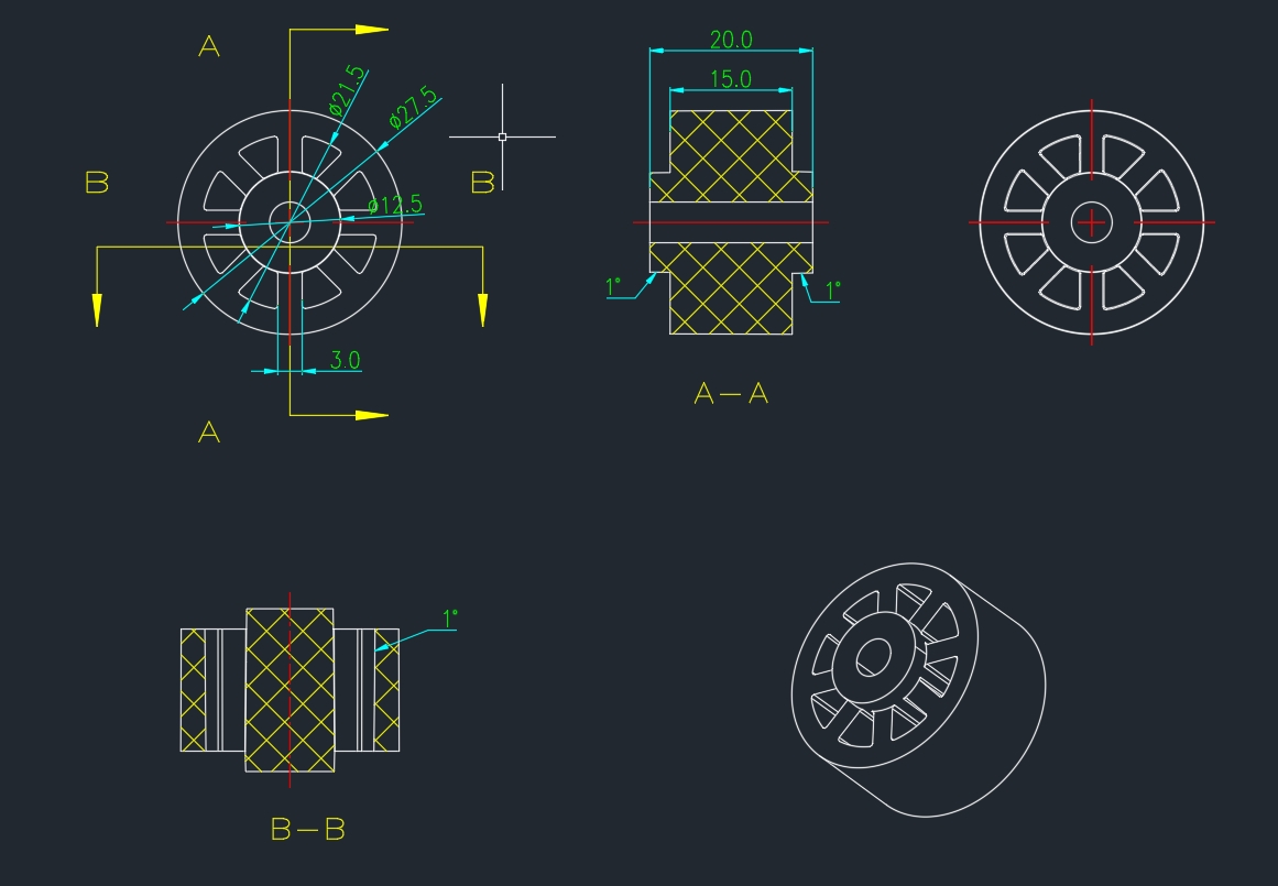 套管滚轮注塑模具设计图纸-一模四腔三维Step+CAD+说明书