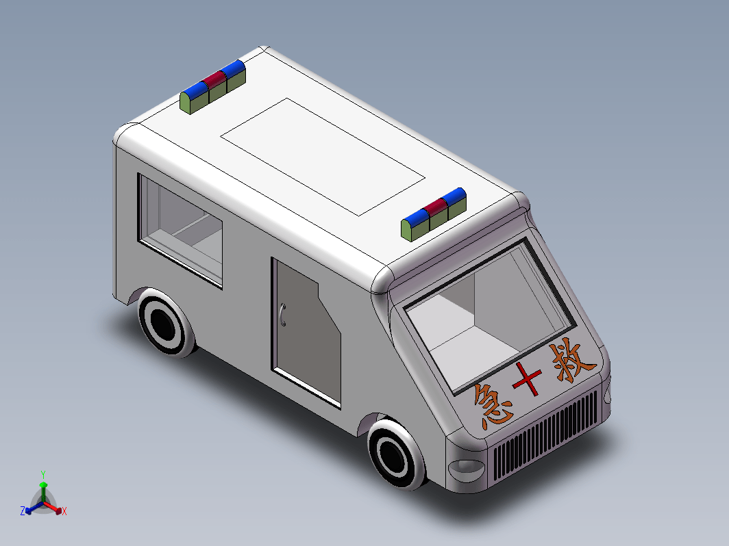 救护车模型图三维三维SW2016无参