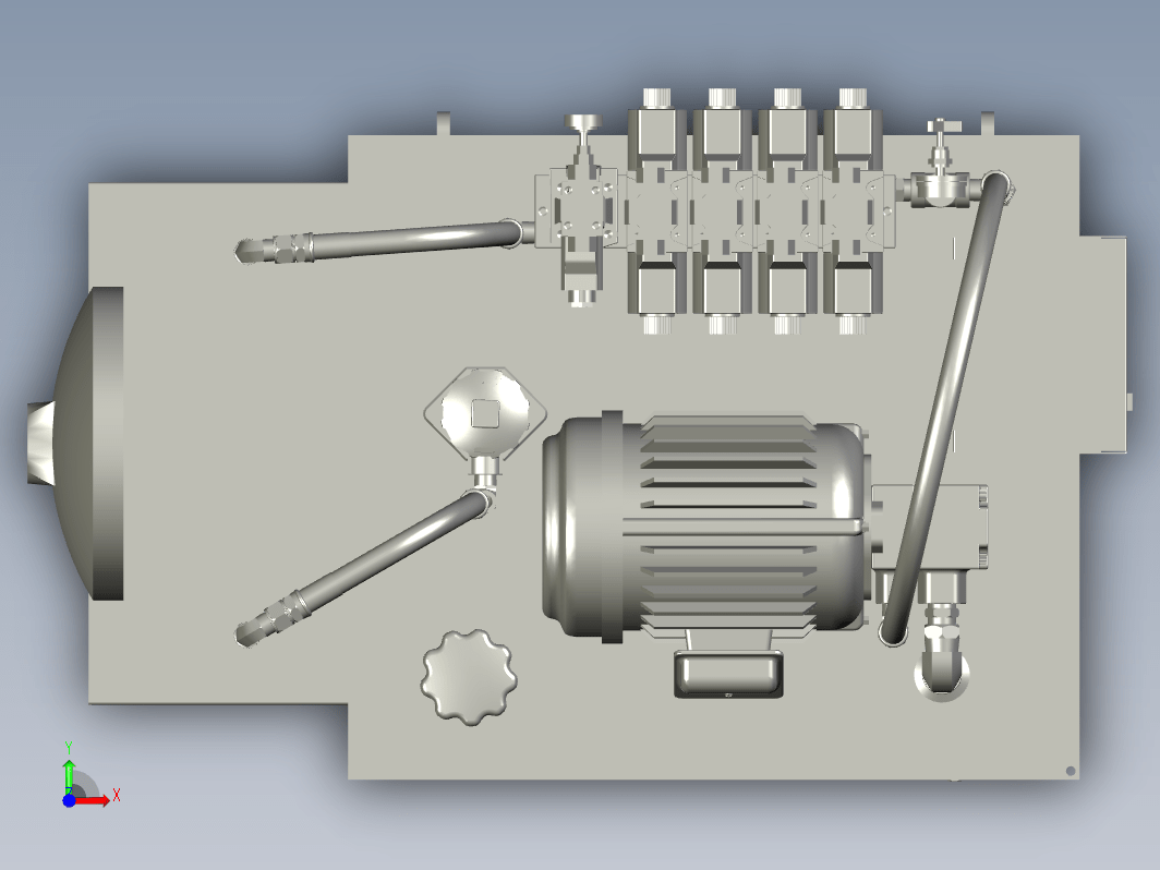 7.5KW220L液压站 3D模型（SolidWorks设计stp格式