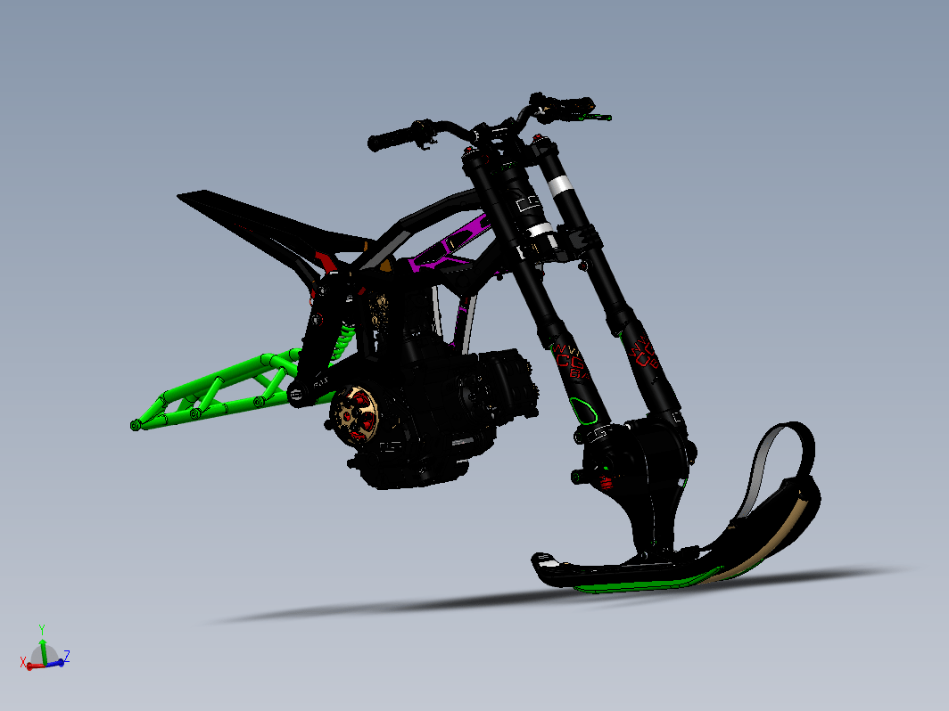 雪地摩托车框架(无后轮)