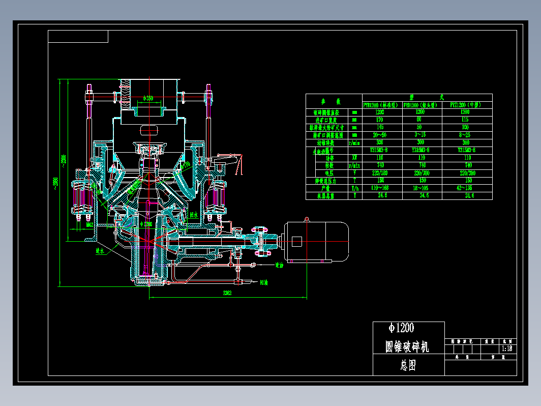 1200圆锥破碎机总图