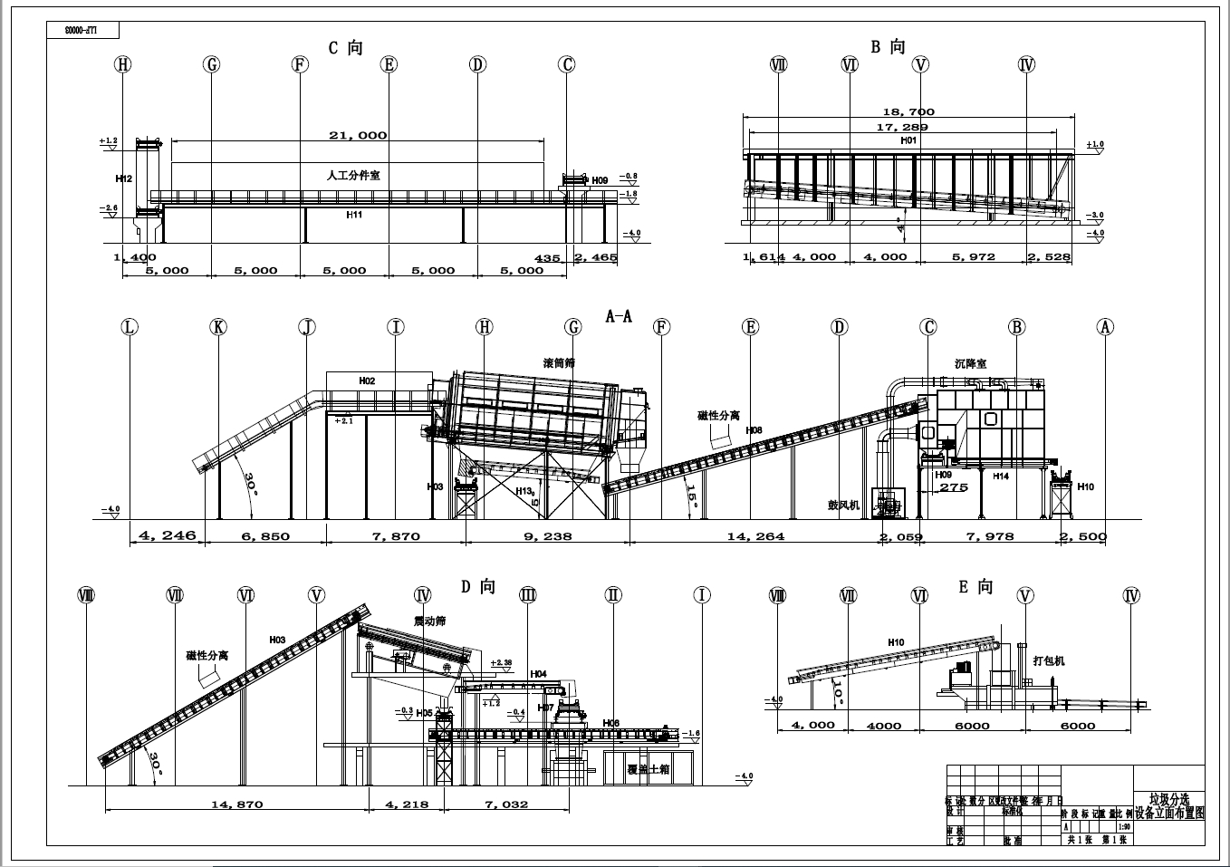 1000T城市生活垃圾分类处理方案+CAD+说明书