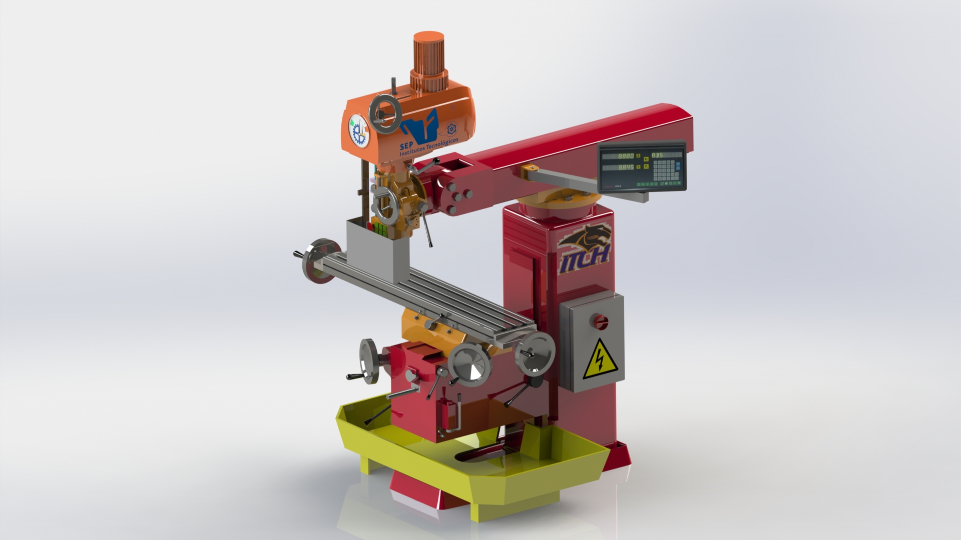 立式铣床Fresadora三维建模图纸 solidworks设计 附IGS格式