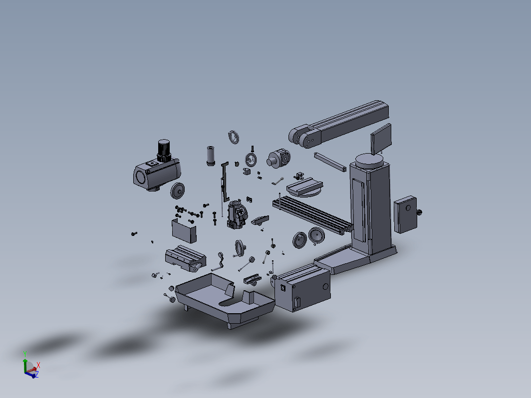 立式铣床Fresadora三维建模图纸 solidworks设计 附IGS格式