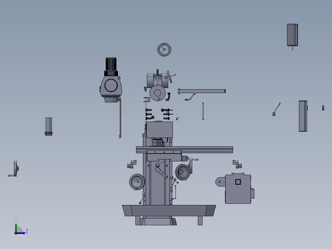 立式铣床Fresadora三维建模图纸 solidworks设计 附IGS格式