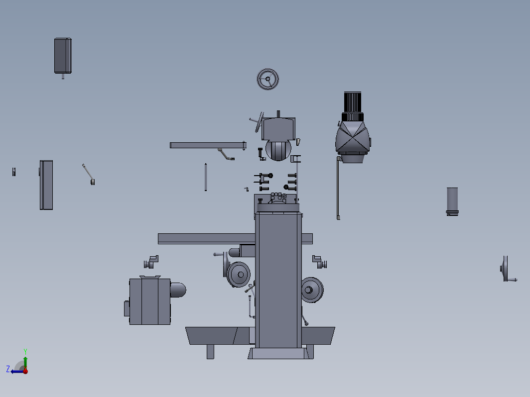 立式铣床Fresadora三维建模图纸 solidworks设计 附IGS格式