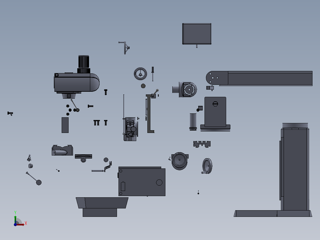 立式铣床Fresadora三维建模图纸 solidworks设计 附IGS格式