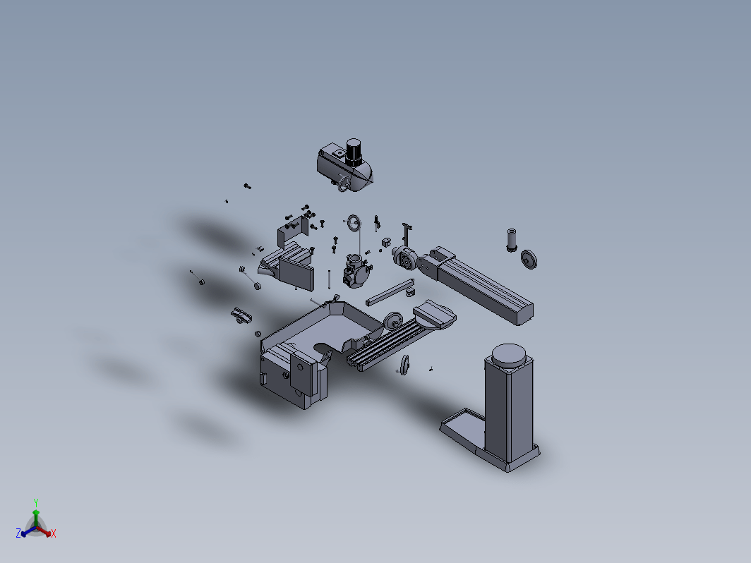 立式铣床Fresadora三维建模图纸 solidworks设计 附IGS格式