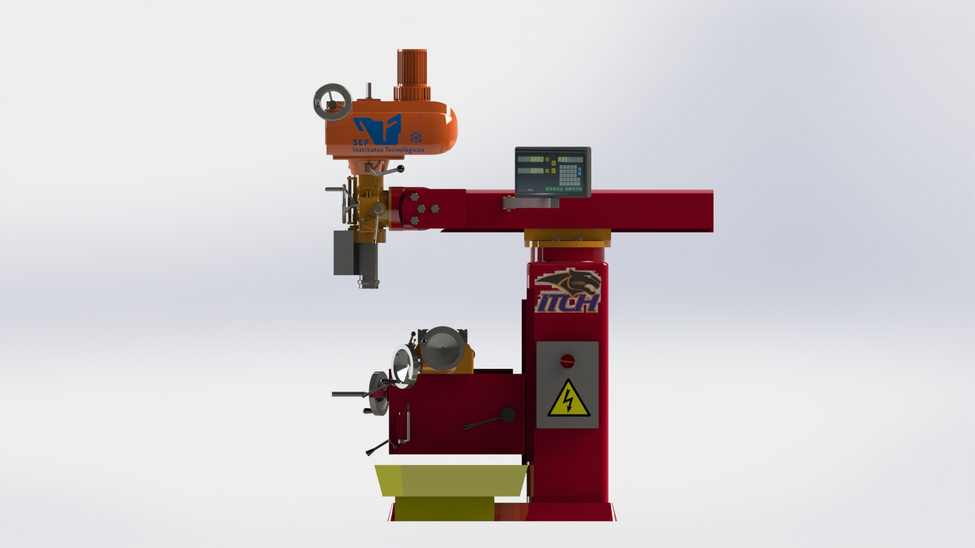 立式铣床Fresadora三维建模图纸 solidworks设计 附IGS格式