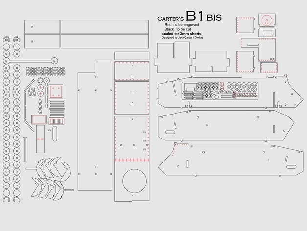 雷诺B1-bis重型坦克拼图模型图纸 激光雕刻 线切割