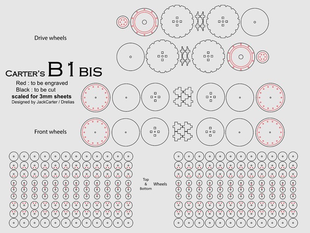 雷诺B1-bis重型坦克拼图模型图纸 激光雕刻 线切割