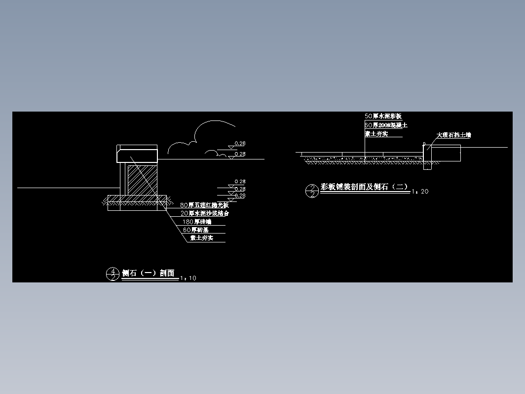 2种花池边-侧石结构详图