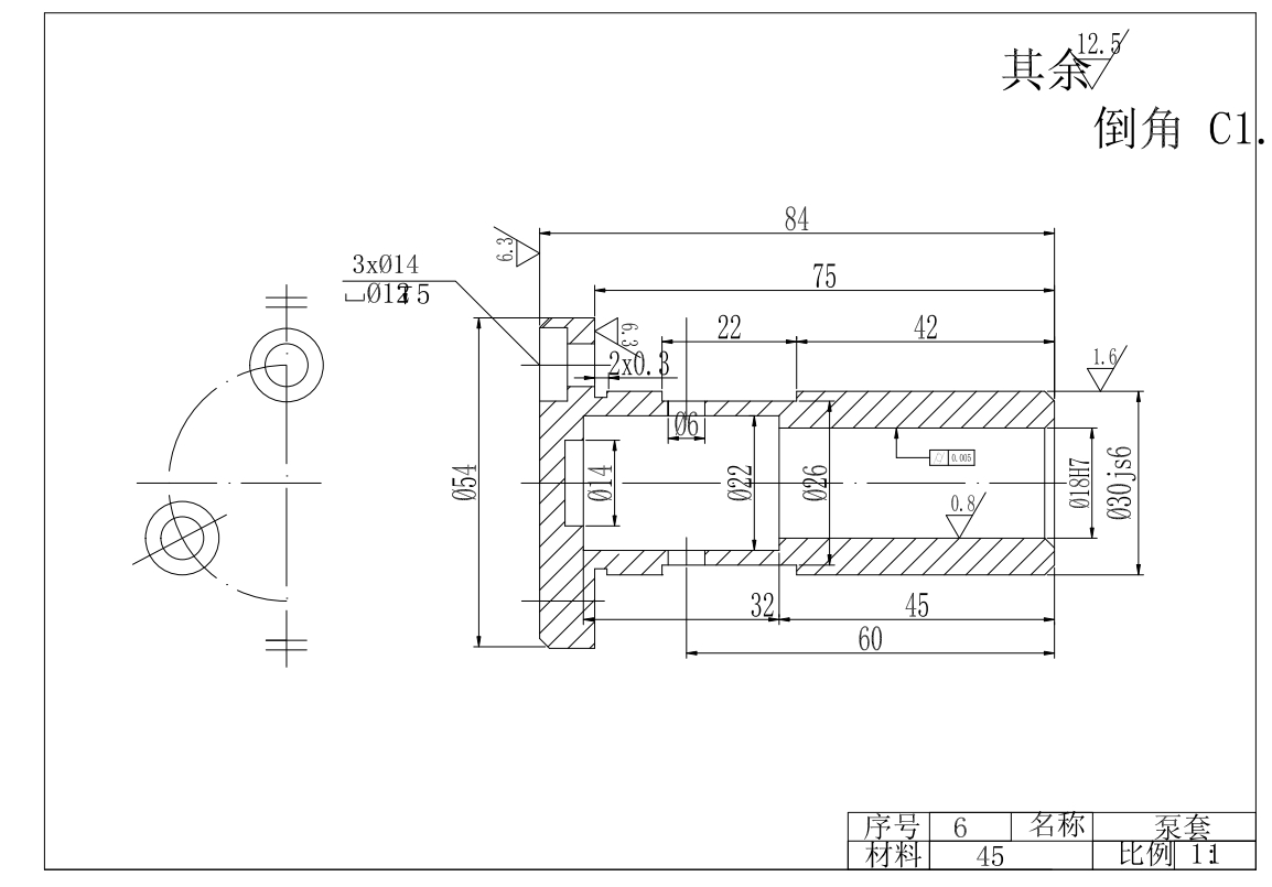 卧式柱塞泵(dwg格式5张图）