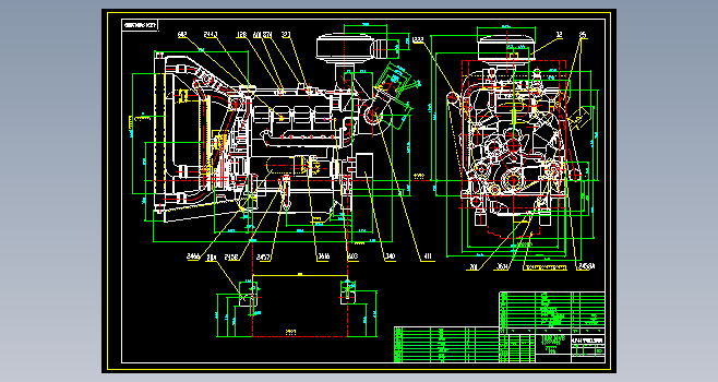 F0142-TBD234V8水冷四冲程柴油机(陆用)CAD外形总图