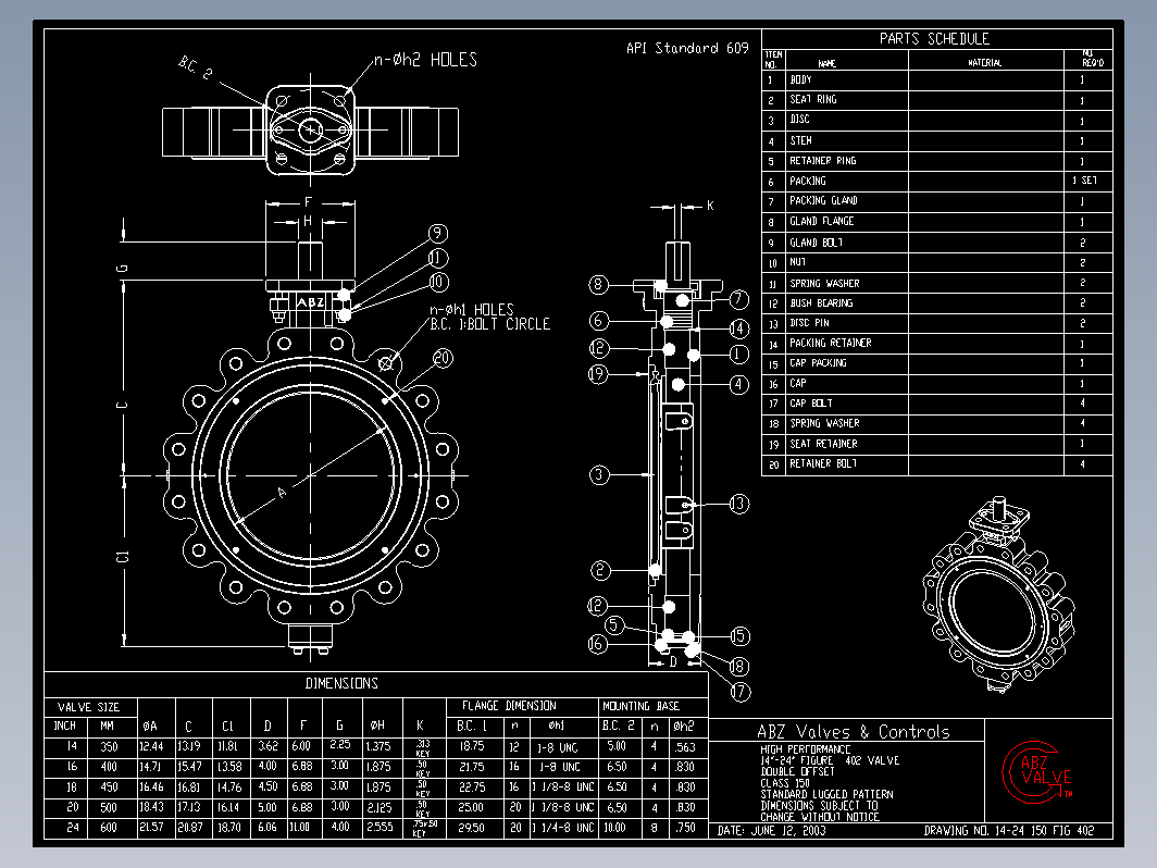 蝶阀 14-24 150 FIG 402