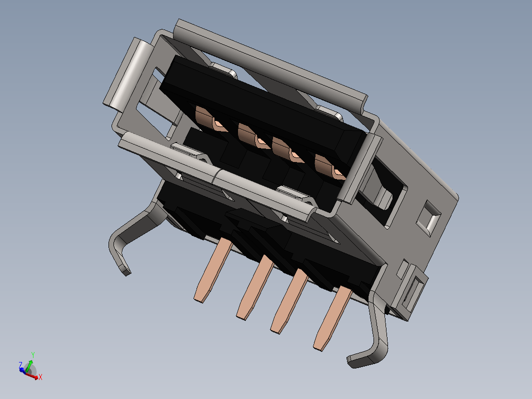 USB 连接器 A 型母头 PCB 安装