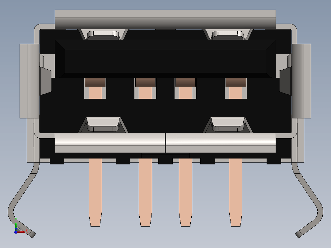 USB 连接器 A 型母头 PCB 安装