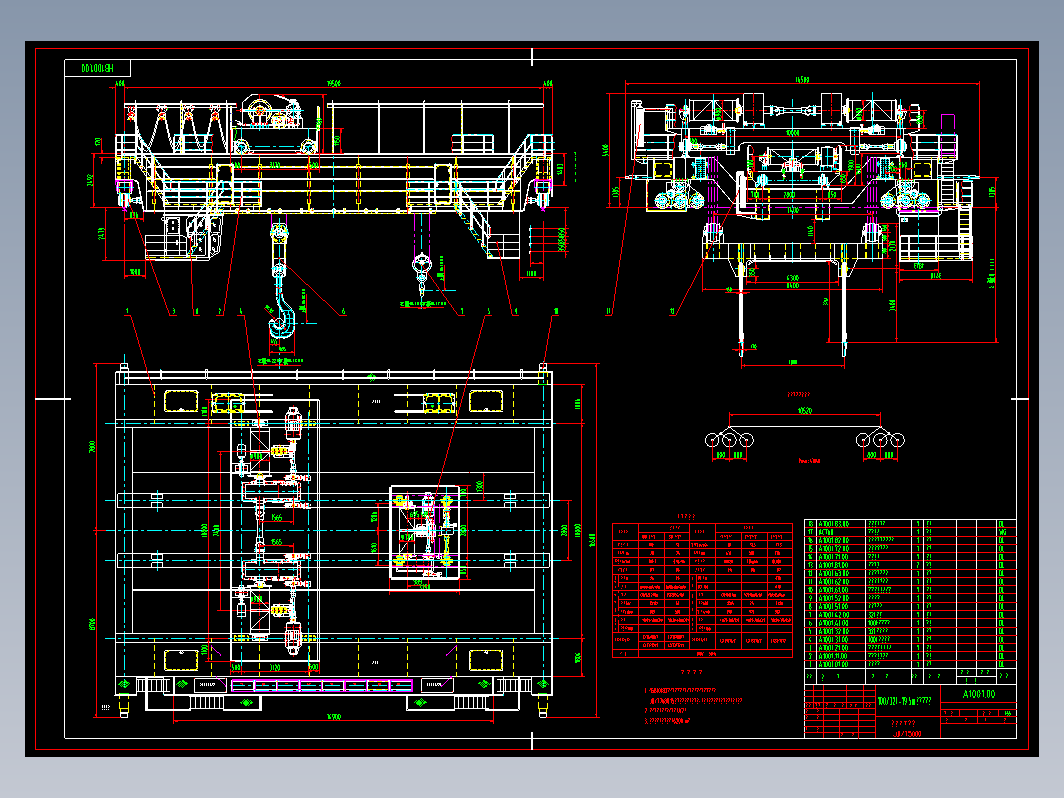 100-32t-19.5m铸造起重机装配图