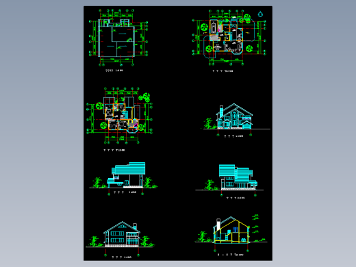 别墅排屋CAD-独立别墅户型2缩略图