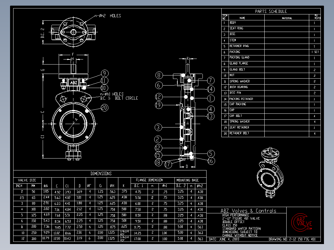 蝶阀 2-12 150 FIG 401