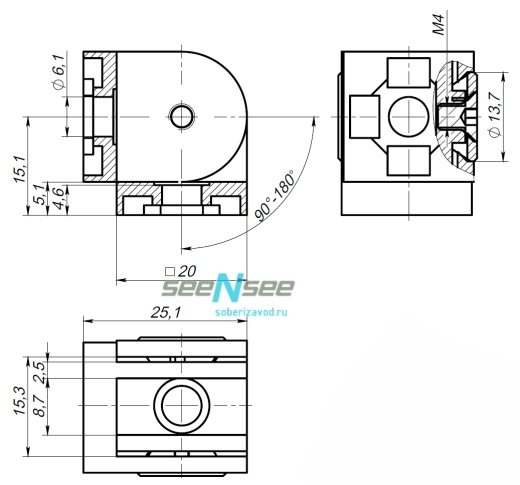 20x20 pivot joint枢轴关节 型材转动连接件缩略图