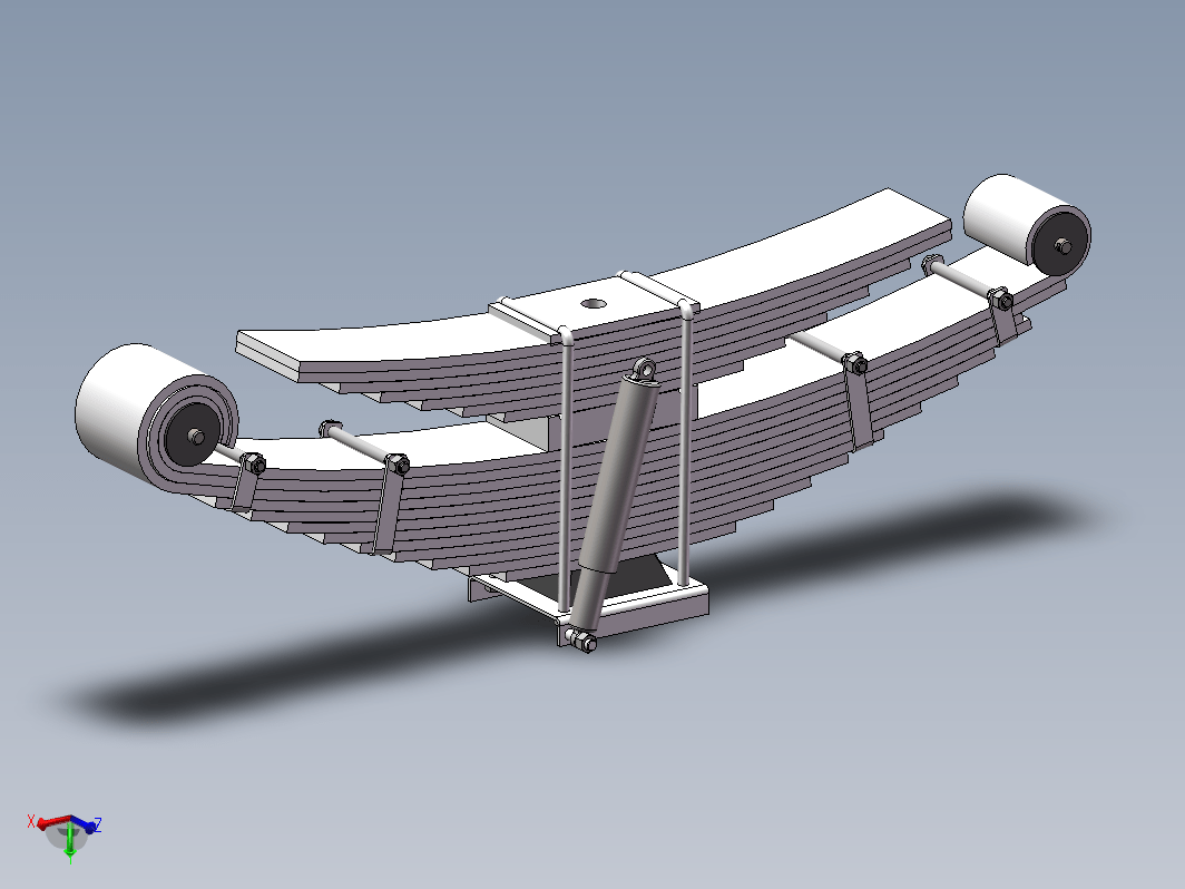 主副钢板弹簧悬架三维模型三维SW2016带参