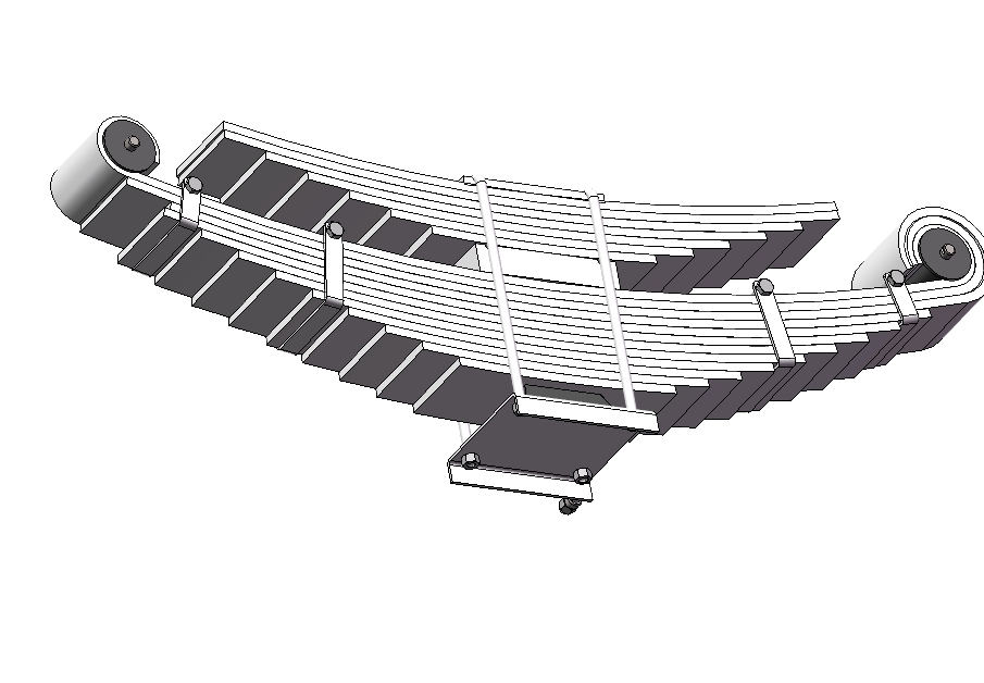 主副钢板弹簧悬架三维模型三维SW2016带参
