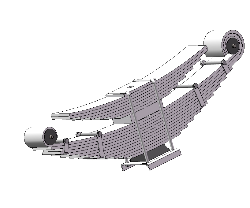 主副钢板弹簧悬架三维模型三维SW2016带参