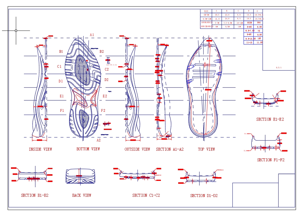 鞋底2D工程图