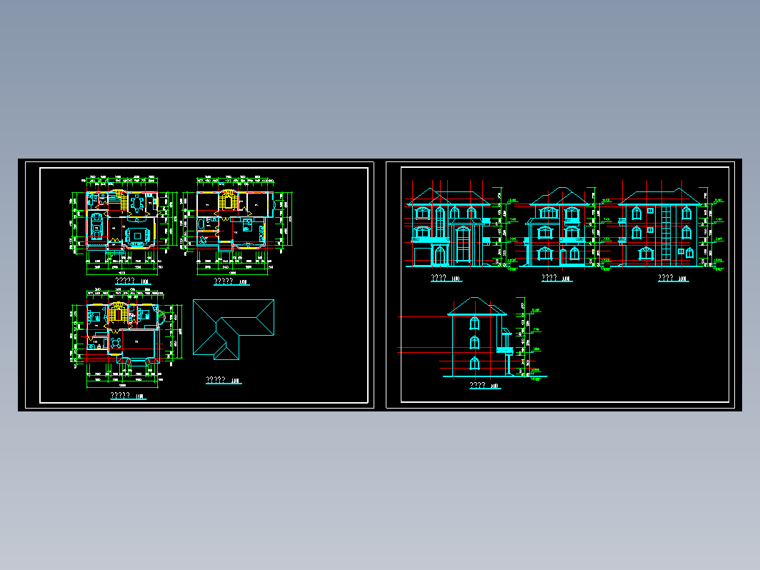 别墅排屋CAD-多层别墅建筑图