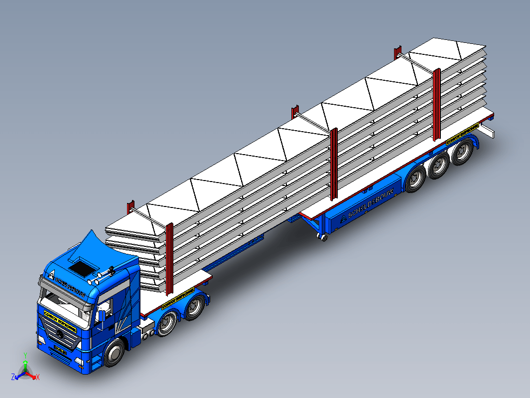 可伸缩的平板运输大卡车
