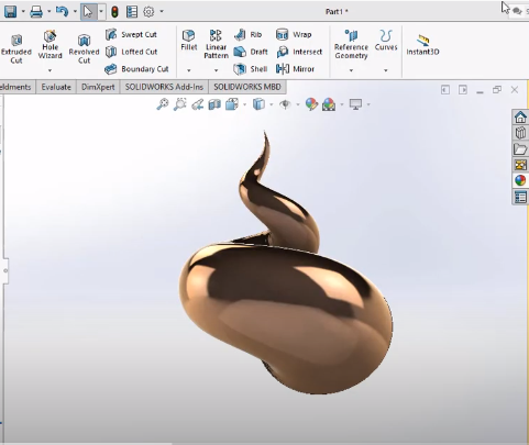 solidworks 中的喇叭曲线复杂设计