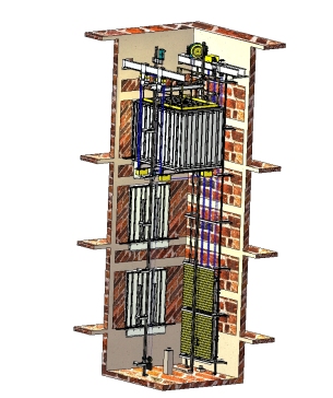 无机房三吨货梯-整梯建模三维SW2015带参