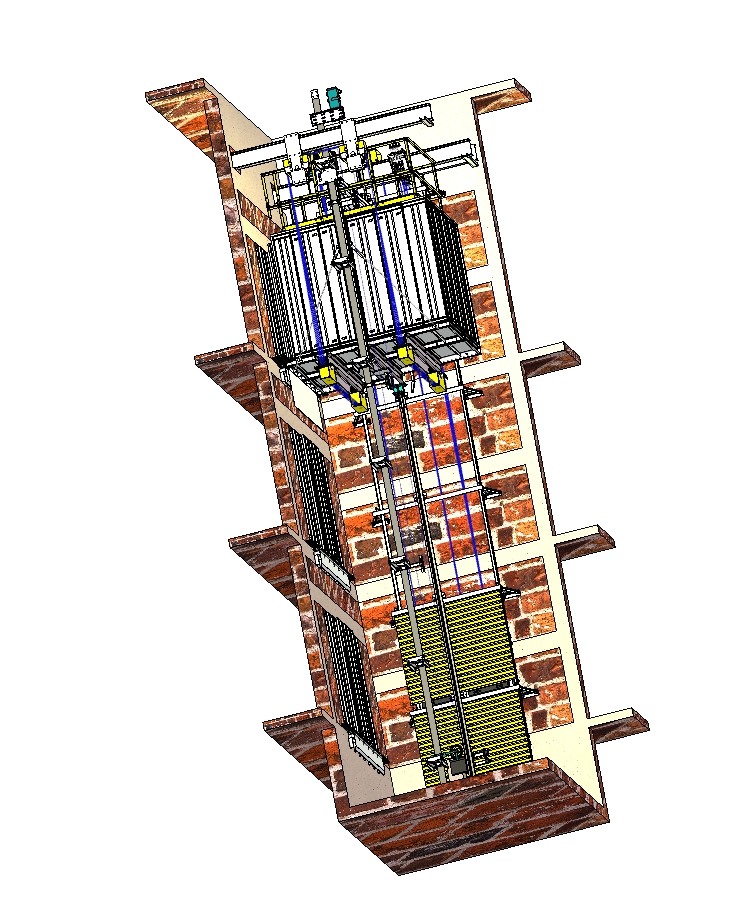 无机房三吨货梯-整梯建模三维SW2015带参