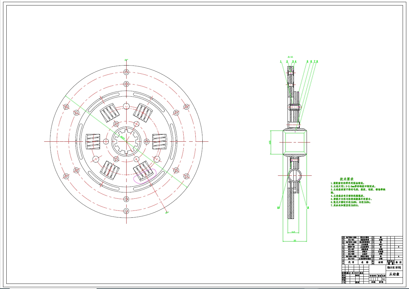 汽车膜片弹簧离合器设计+CAD+说明书