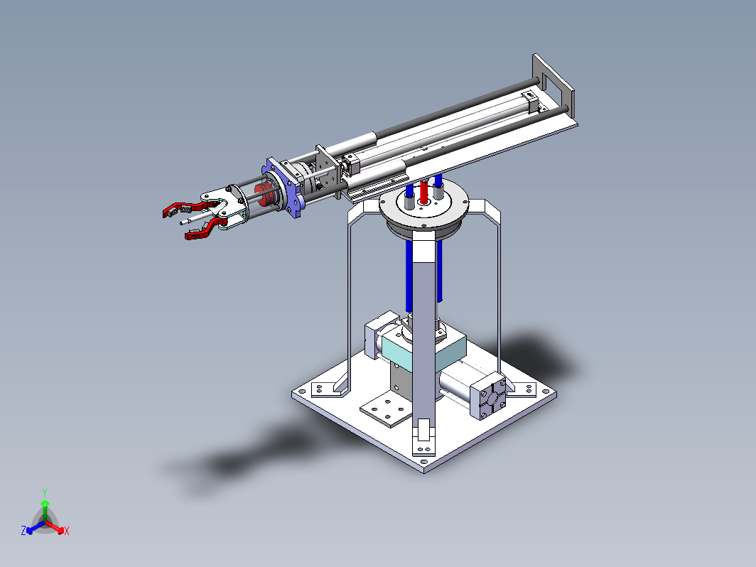 圆柱坐标机械手设计三维SW2016带参+说明书
