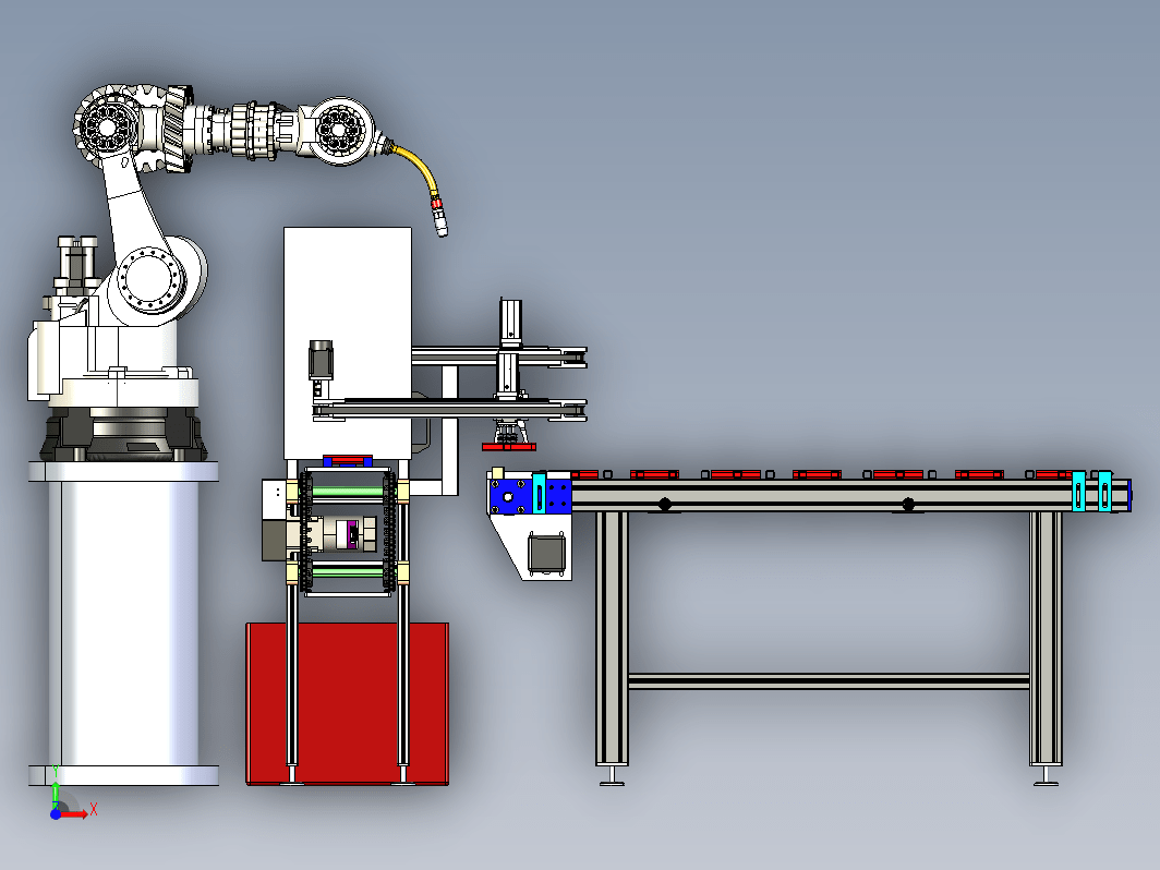 机械手配合下部变位机同步旋转同步焊接