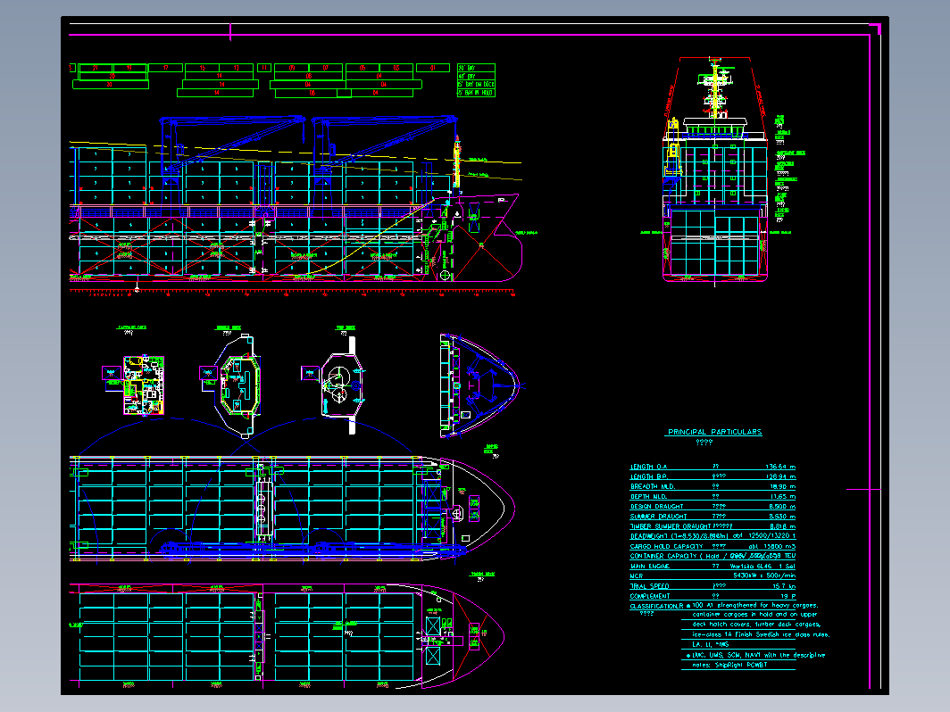12500吨多用途船_总布置图CAD图纸