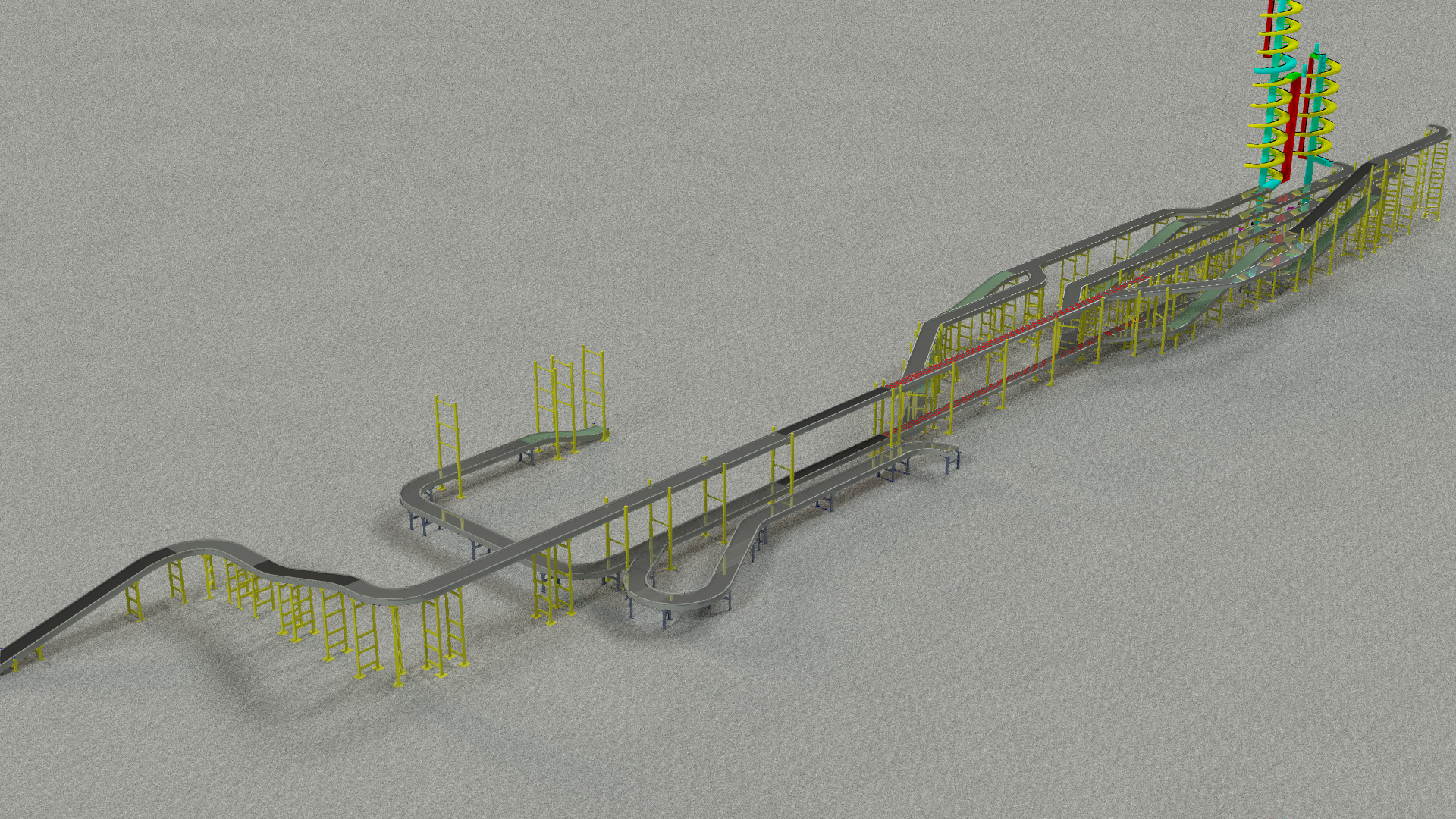 Conveyor螺旋输送复杂输送系统结构3D图纸 dwg格式