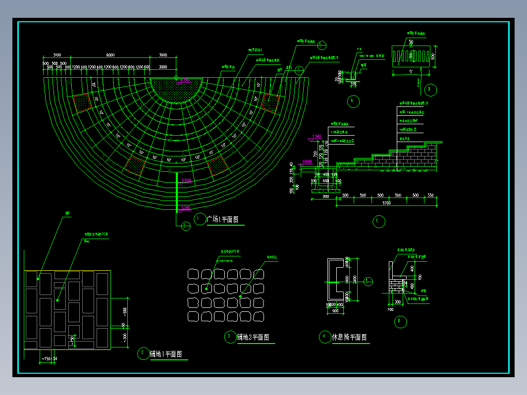 半圆广场铺装图