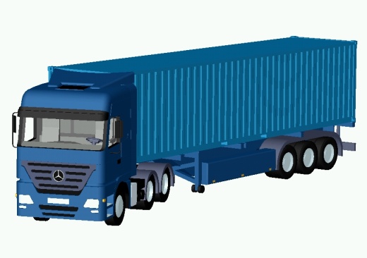 梅赛德斯奔驰 Actros 卡车配有拖车和集装箱缩略图