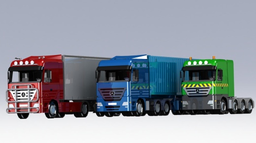 梅赛德斯奔驰 Actros 卡车配有拖车和集装箱缩略图