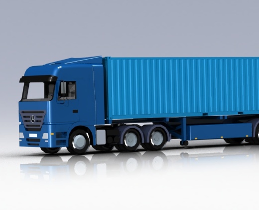 梅赛德斯奔驰 Actros 卡车配有拖车和集装箱缩略图